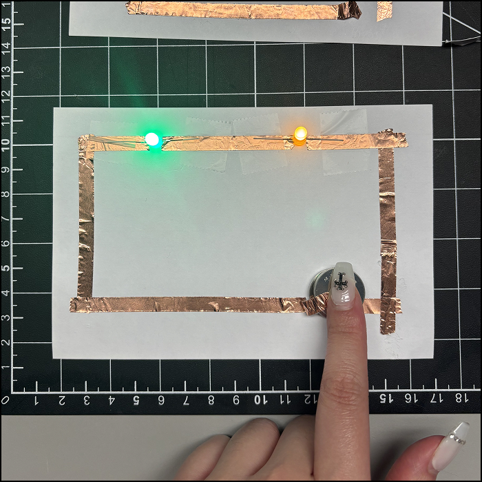 This is a picture of the series circuit taken after I light up the LEDs.