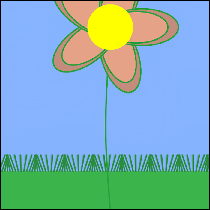 The grass at the ground acts as a frequency spectrum that increase in height when the audio is played.