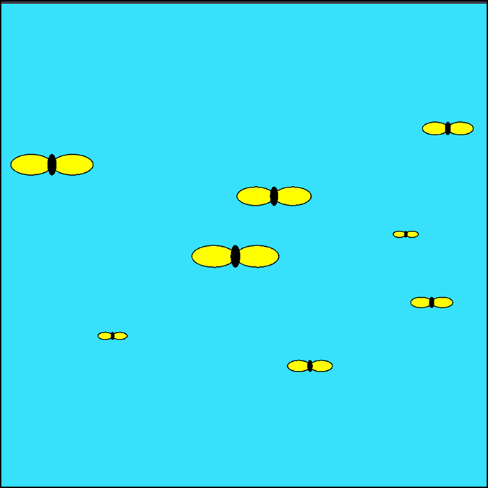 I applied a similar method here as the previous sketch. Though this time, you can click on the screen to generate butterflies and change their colors through keyboard.