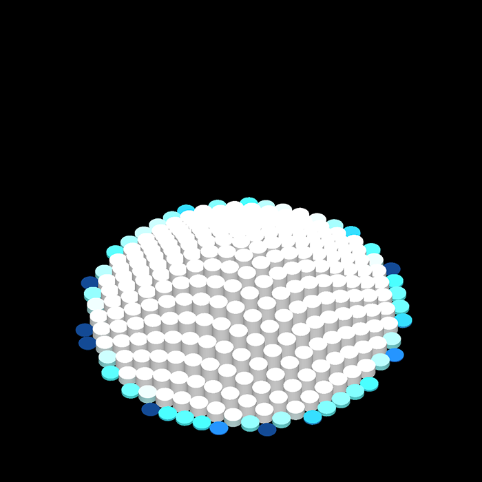 I found a tutorial that groups a bunch of cylinders that automatically rotates and moves up and down. I modified its colors and movement.