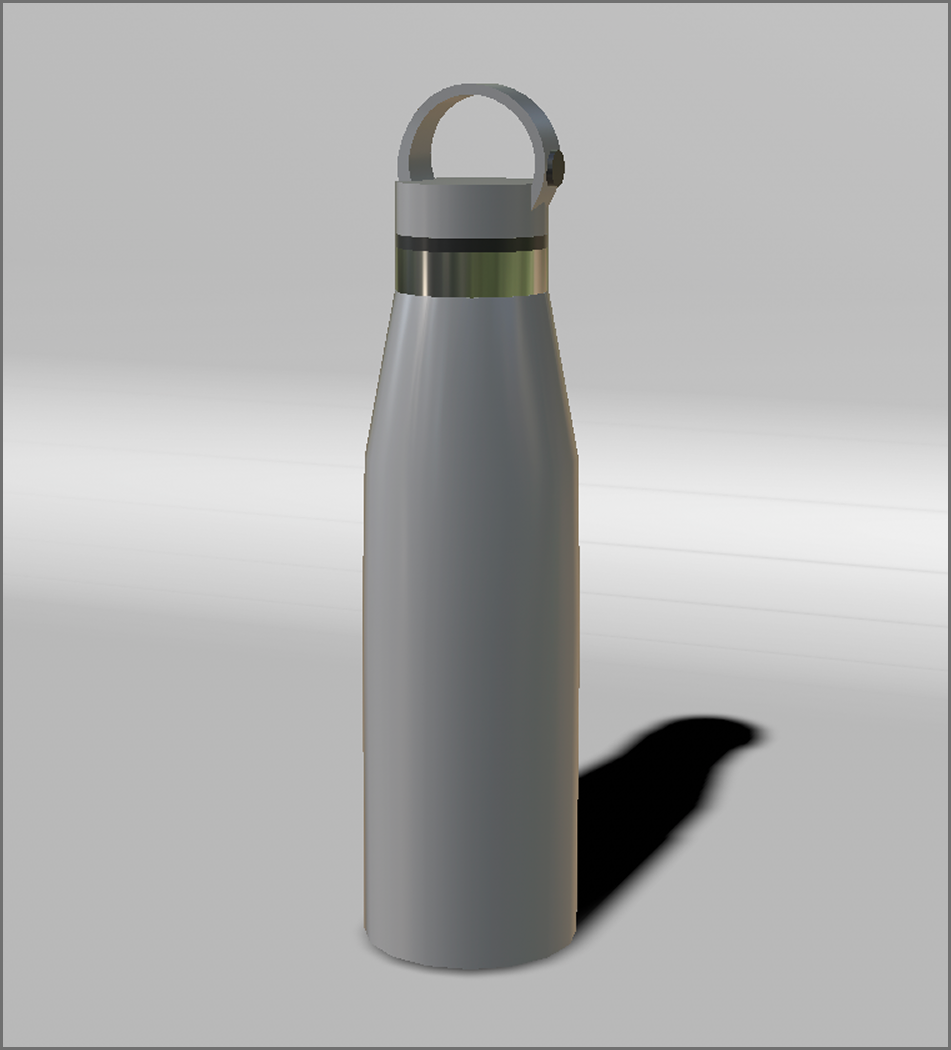 A water bottle created in Cinema4D