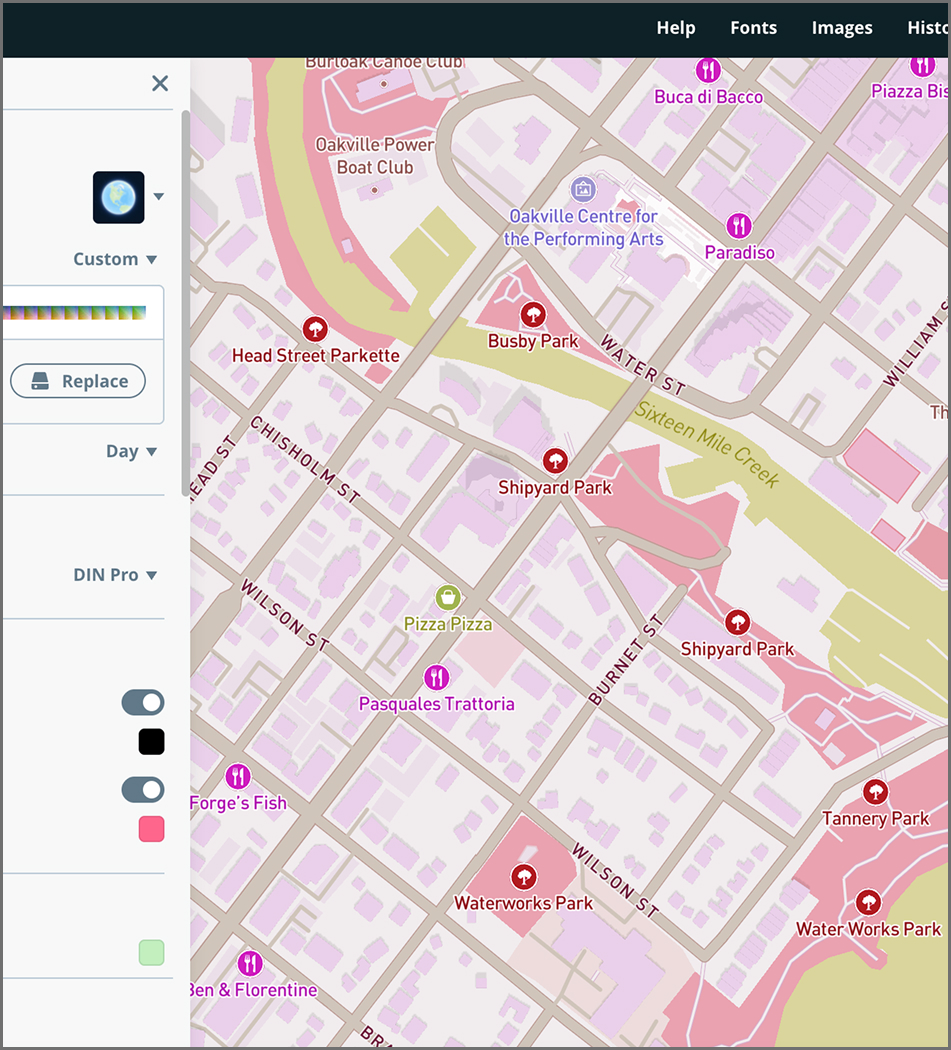 Finished the color scheme and uploaded it into the color theme in Mapbox.