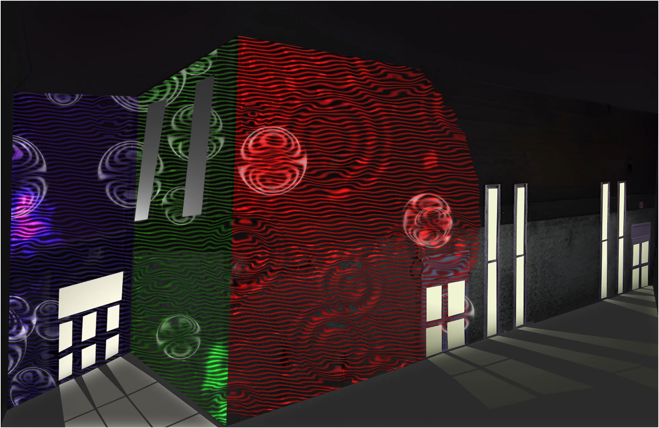 In this project, I explored 3D spatial design through projection mapping in Adobe After Effects, using the SSU building as the template for visual experimentation. My goal was to transform a familiar space into an immersive experience with vibrant lines and shapes that mimic sound waves or energy pulses. Guided by principles of space, colour, rhythm, movement, and scale, I used each element to enhance depth and visual impact. <div class='container'> <iframe class='responsive-iframe' src='https://youtube.com/embed/JMQJfsMQPIc'> </iframe> </div>