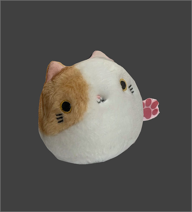 Side view of the plushie. The texture is captured well.